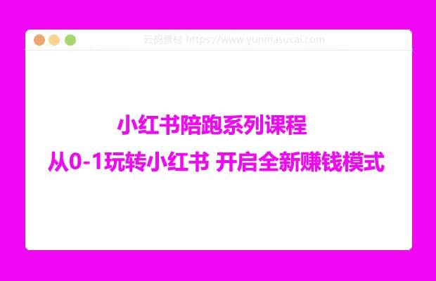 小红书陪跑系列课程 从0-1玩转小红书 开启全新赚钱模式