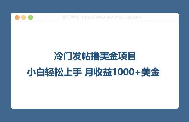 冷门发帖撸美金项目 小白轻松上手 月收益1000+美金